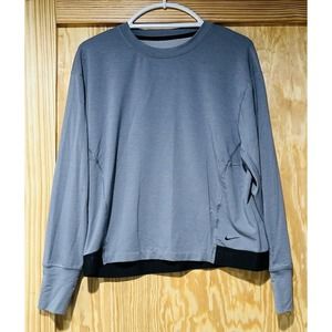 Nike Sweater Adult M Gray Sweatshirt Dri Fit Loose Relaxed Long Sleeve Womens